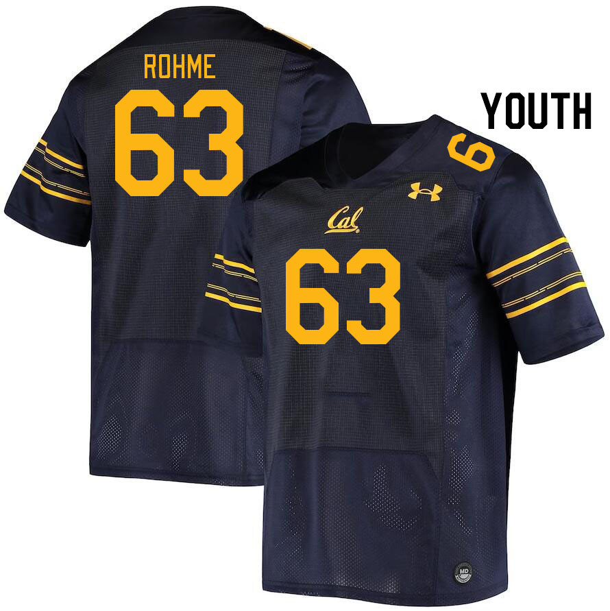 Youth #63 Brayden Rohme California Golden Bears College Football Jerseys Stitched Sale-Navy